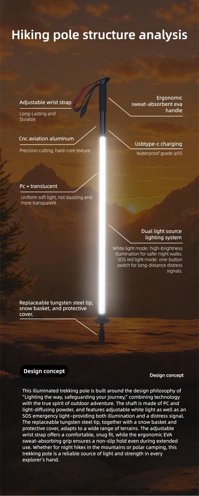 Ultra-Bright LED Safety Staff for Ultimate Night Visibility |   Rechargeable Laser Saber Walking Stick, Waterproof & Ultra-Light for Hikers, Senior Safety, Camping & Power Outages