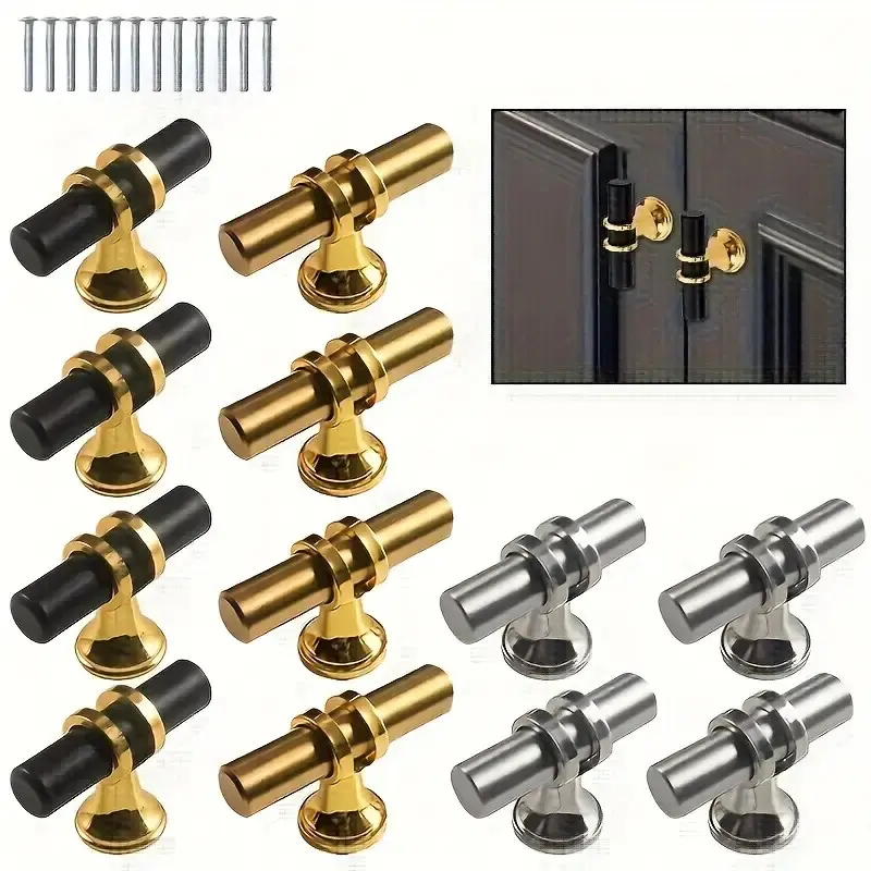 6-Pack Modern Simple Cabinet Knobs and Handles, Single Hole Door Handle, 50mm, Durable, Easy Install, for Kitchen, Drawer, Bedroom Furniture
