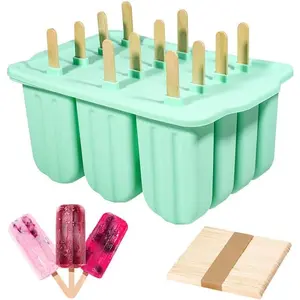Silicone Popsicles Molds 12 Pieces, Popsicle Holders for Kids with 50 Wooden Sticks Cake Pop Molds, Ice Pop Mold BPA Free Easy Release,Ice Cream Molds Popsicle Maker for Toddlers