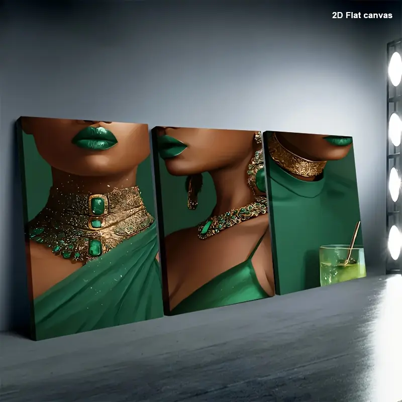 Three-piece emerald green gilded modern abstract wall art - framed and edged oil painting, green and gold tones, neutral gallery-style framed artwork, suitable for offices, holiday gifts, and centerpiece decoration, 3-piece framed canvas prints, 2D flat d