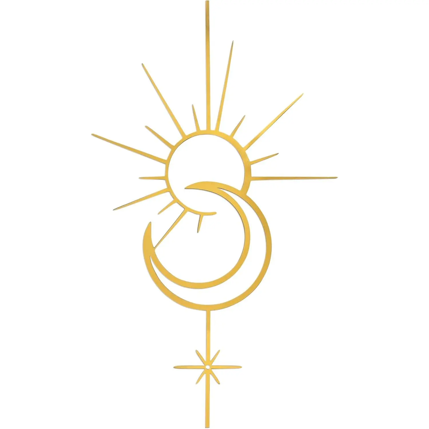 Boho Sun Moon Star Wall Decor Ohemian Wall Art Metal Wall Art Decor for Living Room Bathroom or Bedroom(Gold)