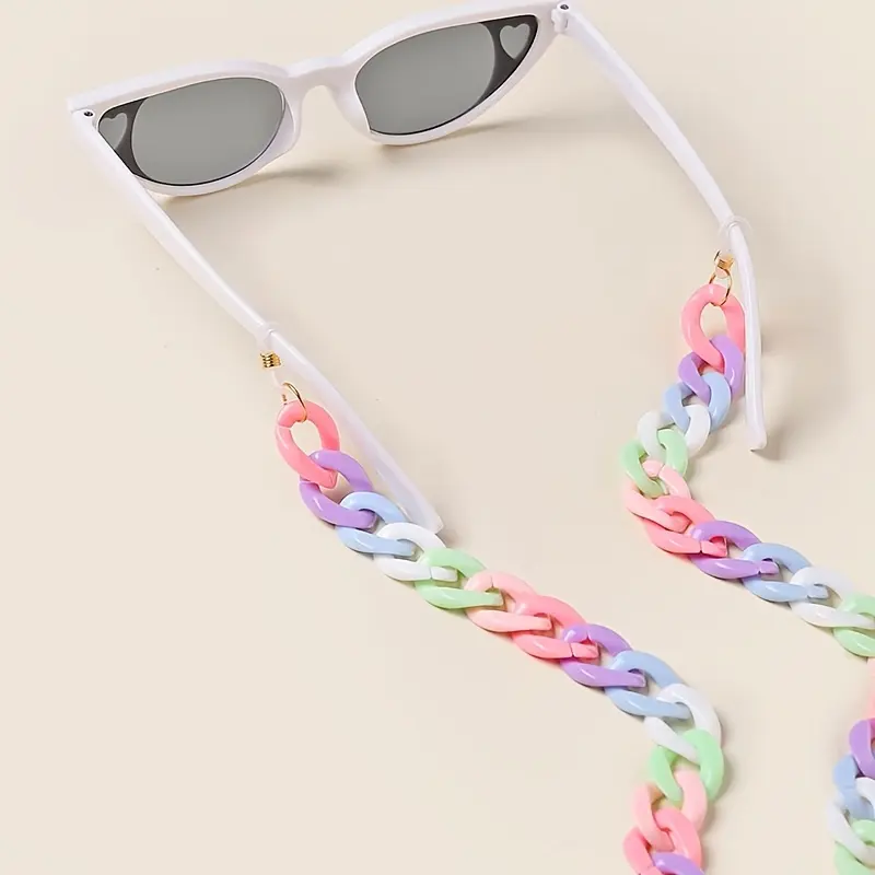 Color Acrylic Beaded Eyeglass Chain,  Vintage Eyewear Cord, Eyeglass Lanyard