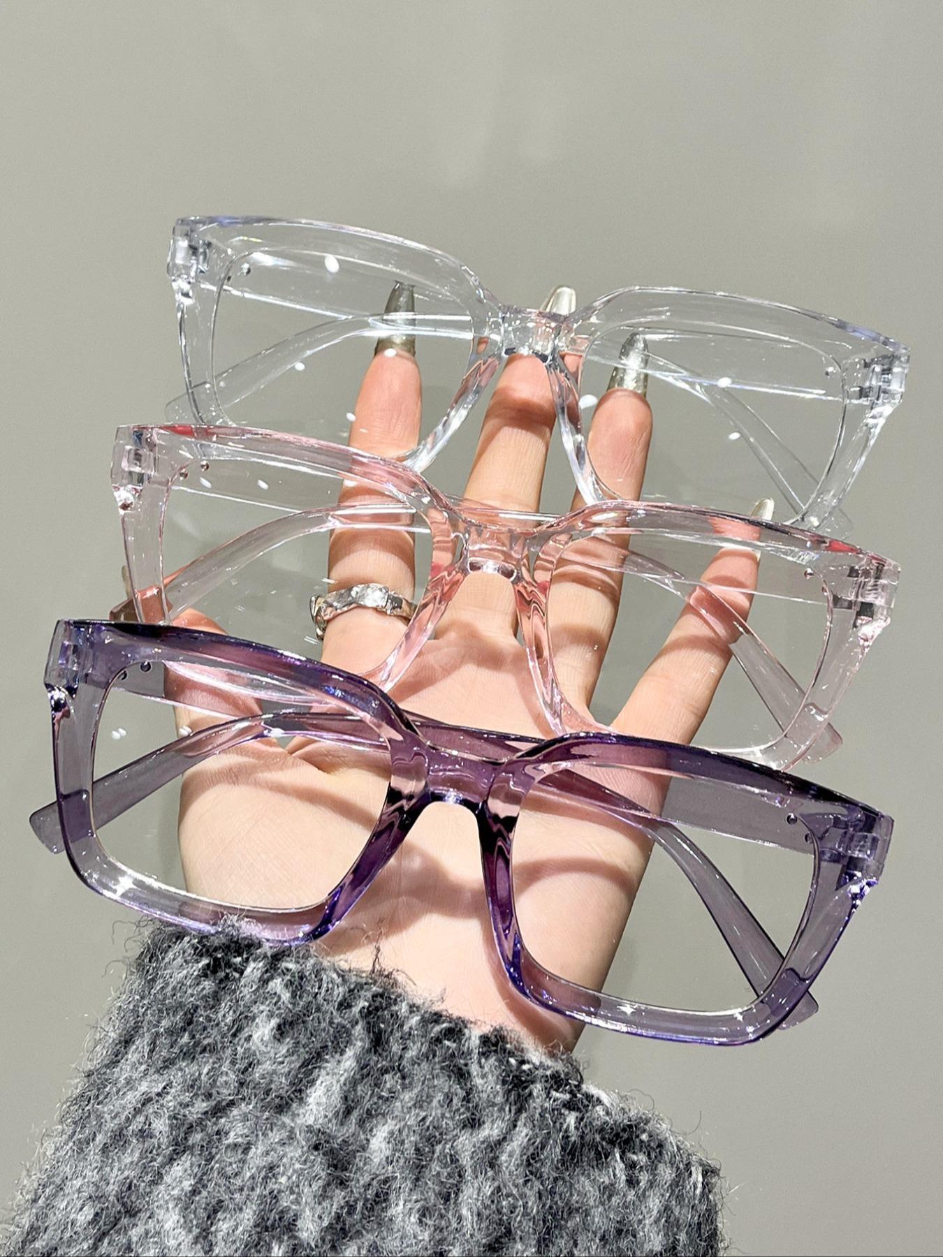 Unisex Simple Eyeglasses Set in Leopard, Clear and Solid Color , Trendy Square Frame Eyeglasses for Everyday Use, Fashion Accessories for Outdoor Activities, Leopard Pattern Eyeglasses, Stylish Square Frames