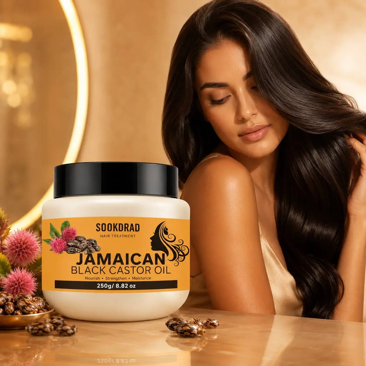 Jamaican Black Castor Oil, hair treatment, nourish, strengthen, moisturize, for hair, hair care product, 250g/8.82 oz
