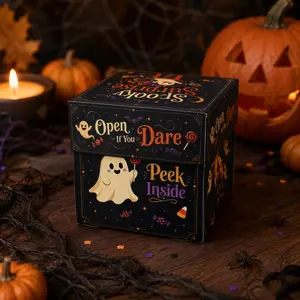4pcs Halloween Surprise Gift Box, Dual-Sided Surprising Design, Perfect for Candy, Small Gifts, Party Decor, Ideal for Friends, Family, Kids