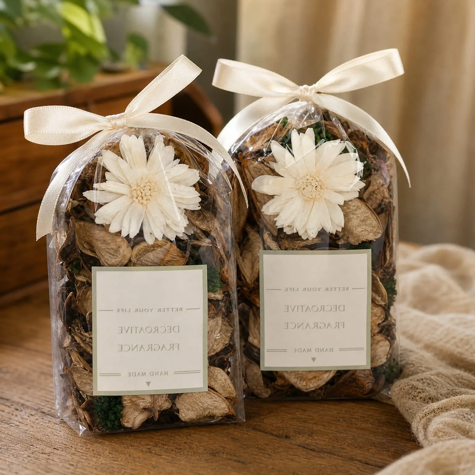 White Vanilla Scented Potpourri Bags, Decorative Bowl Filler, 2 PCSGift