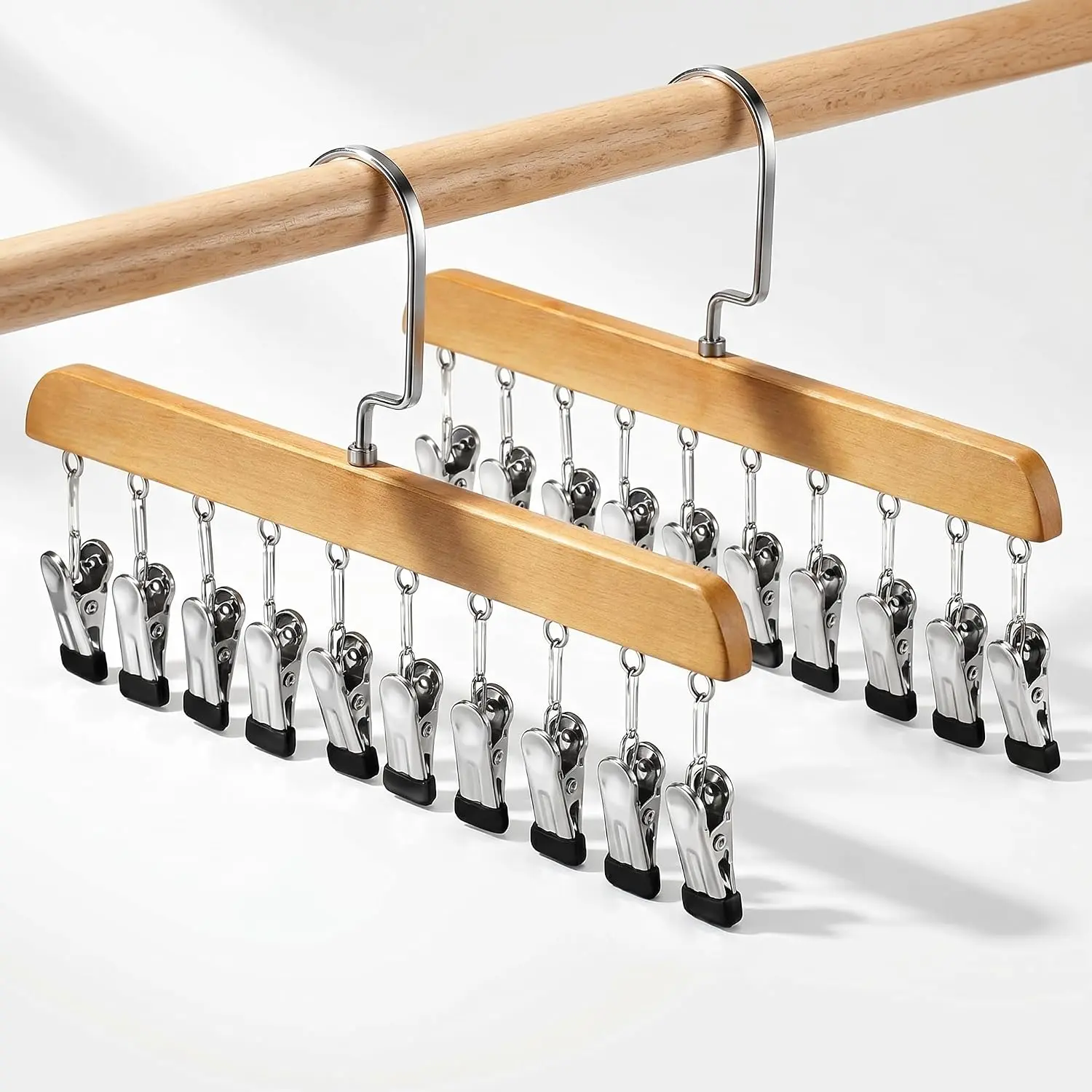 2 count Closet Organizers with 10 Clips Hat Pants Scarf Socks Hangers  Space Saving Rotating  Hangers Clothespins with Padded Clips for Leggings Bra Tie Belt Jeans Skirt ()