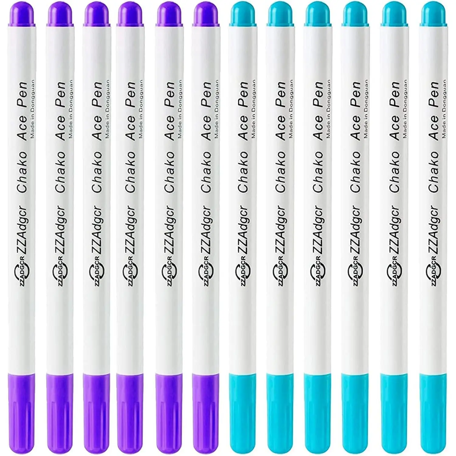 12 count Disappearing Ink Pen Water Soluble Pens Fabric Markers Pens for Sewing Art DIY Tracing Embroidery Supplies (Blue, )
