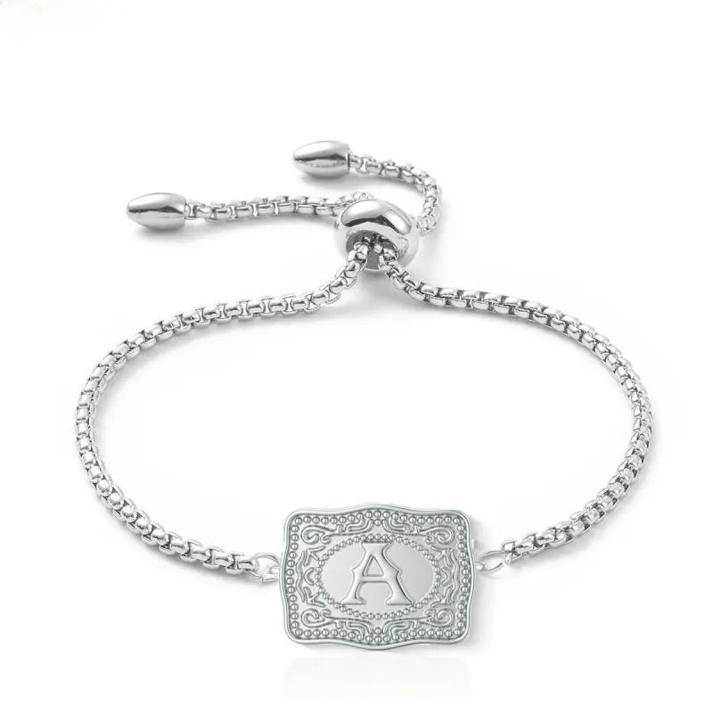 26 English Alphabet Belt Buckle Bracelet Embossed Copper Bracelet Belt Buckle Bracelet Jewelry