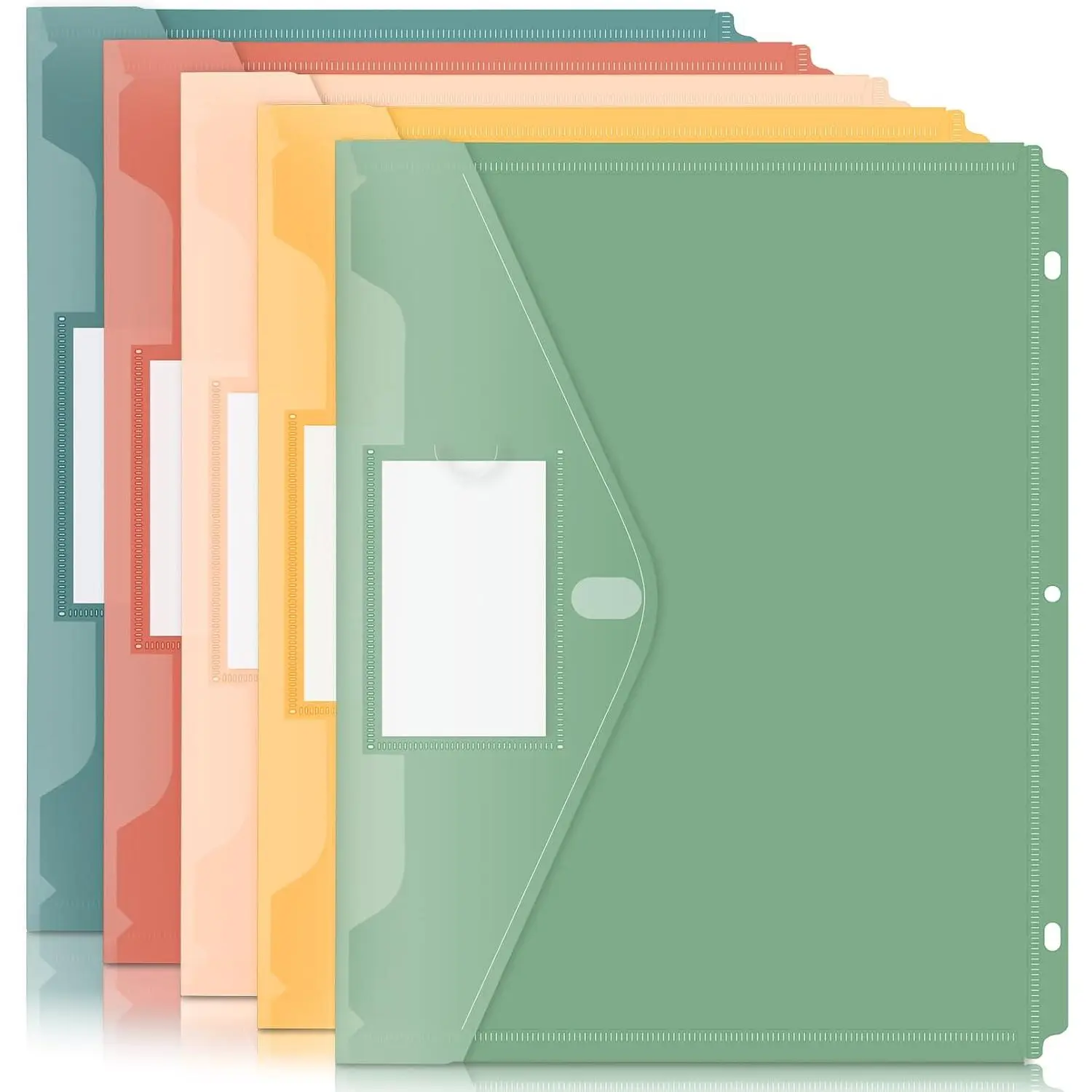 Binder Pocket, 5 Pack Super Heavyweight Plastic Binder Folders | Tight Closure Binder Folders Side Loading, 3 Ring Binder Pocket, Binder Dividers with Pockets, Letter Size, Retro Series
