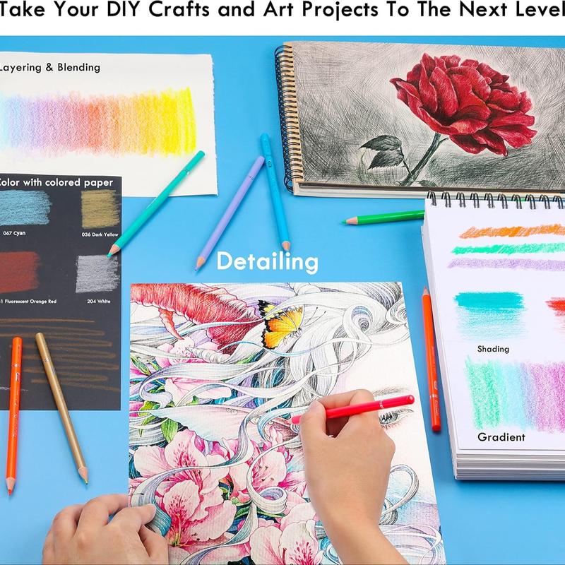 300pcs/box Professional Colored Pencil, Artists Soft Core Colored Pencil, Drawing Sketching Shading Pencil, Art Supplies for Adults Artists Beginners