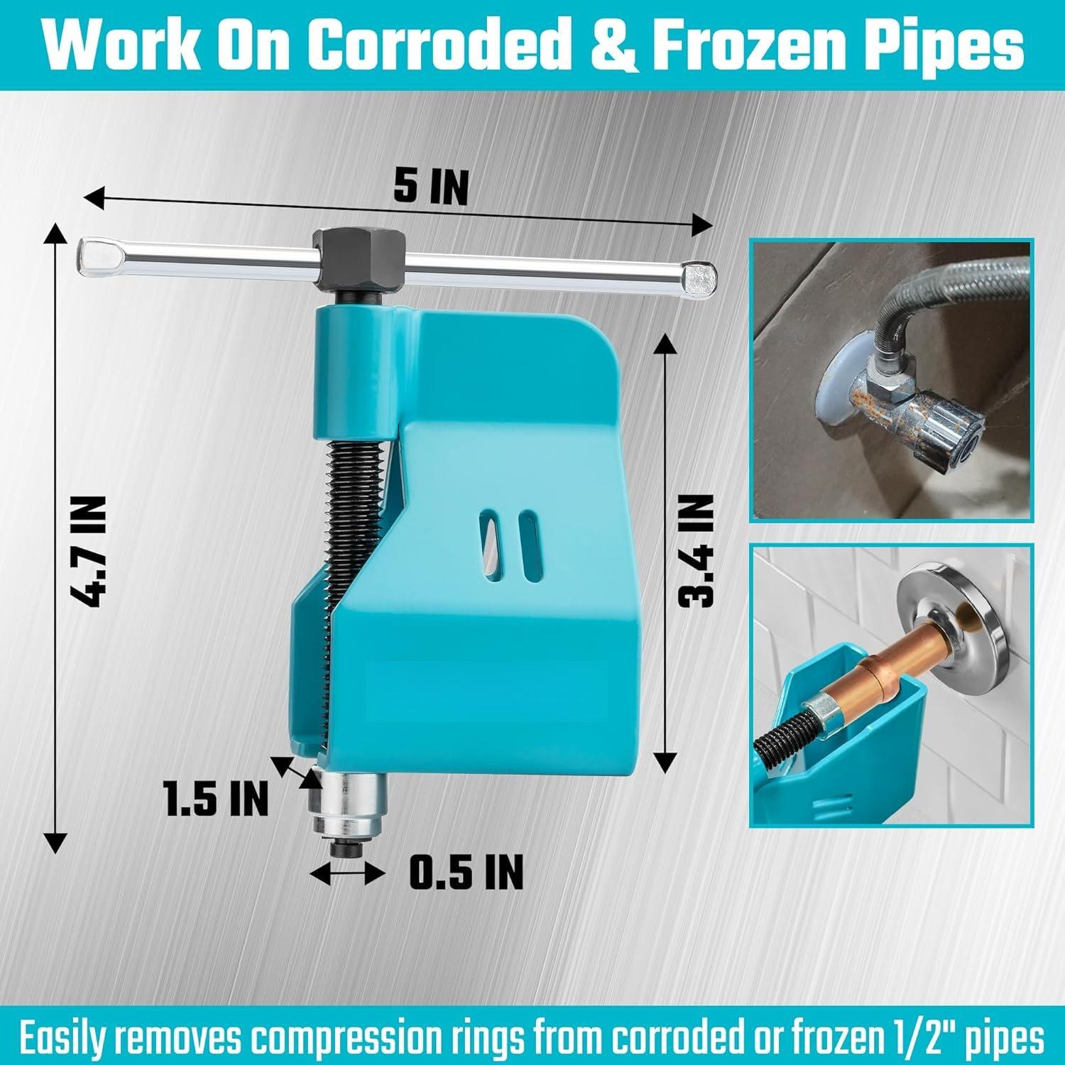 Compression Sleeve Puller Tool, Remove 1/2 " Ferrule and Nut of Copper Tubing, Blue, Without ,  Resistance, Plumbing Tools in Kitchen, Sinks, and Bathtubs