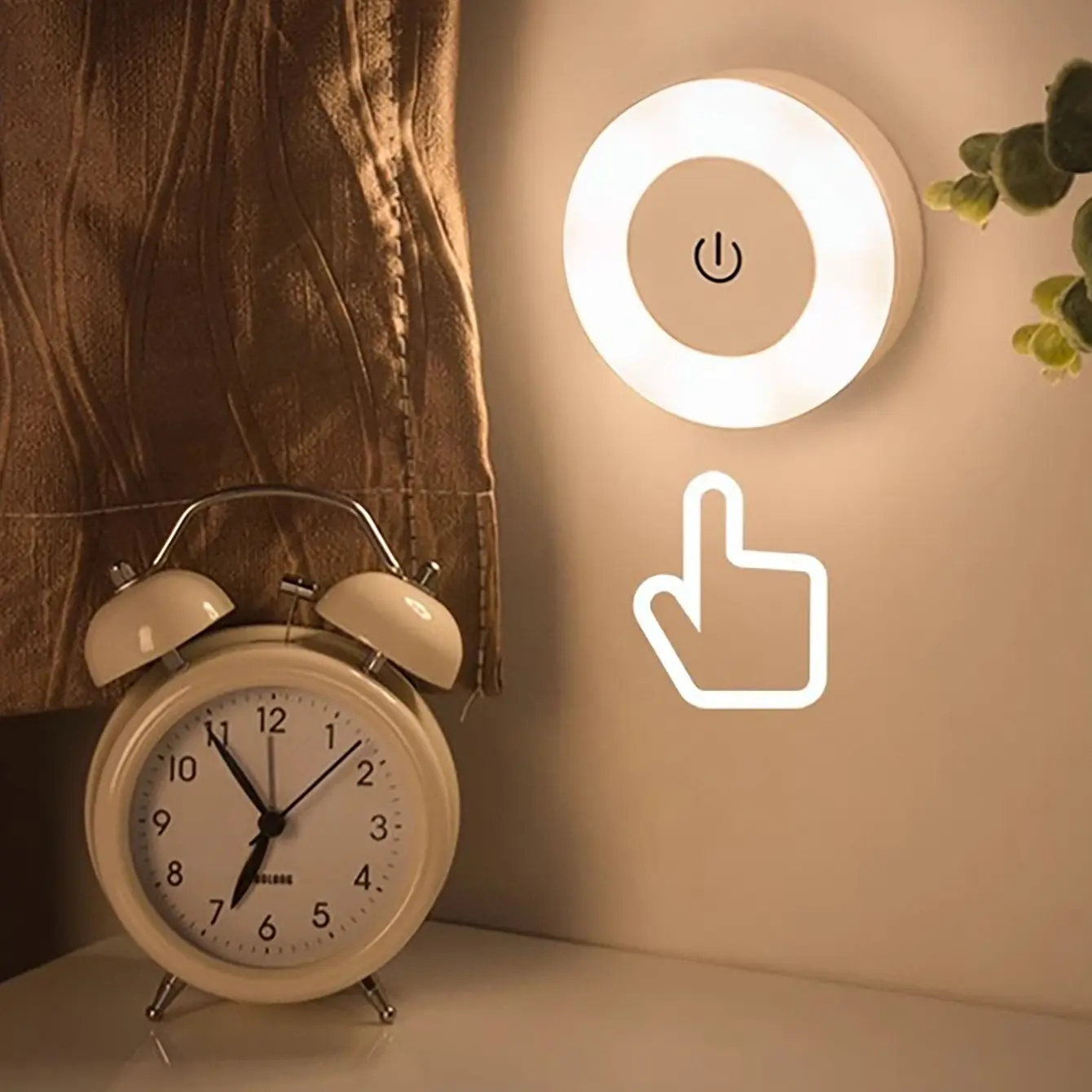 Touch Rechargeable Night Light, 3 Light Colors & Brightness Adjustable, Type C 5v, Energy-Saving Bedside Lamp for Bedroom Corridor, Dimmable Night Light