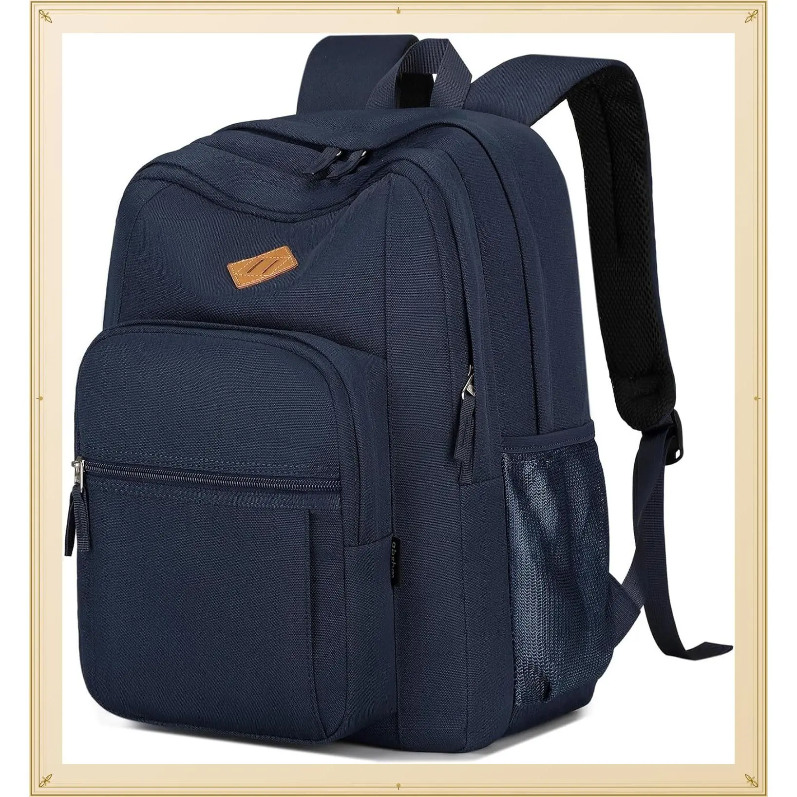 Classic Basic Water Resistant Travel Backpack for Men and Women College Bookbag (Navy)Gift