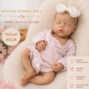 Otarddolls Silicone Reborn Doll 16Inches Soft Solid Silicone Girl Doll With Open Mouth Design Hand Painted Skin Flexible Washable Lifelike Rebirth Doll Cute Birthday Gifts