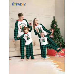 Family Christmas Pajama Set, Soft Skin-Friendly Fabric, Fitted Design, Festive Tree & Elf Patterns, Cozy Holiday Sleepwear