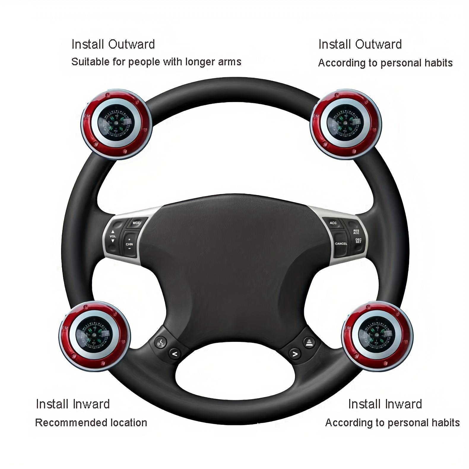 360 °   Rotatable Car Steering Wheel Spinner Knob with Compass, Vehicle Steering Auxiliary Handle for Effortless Driving