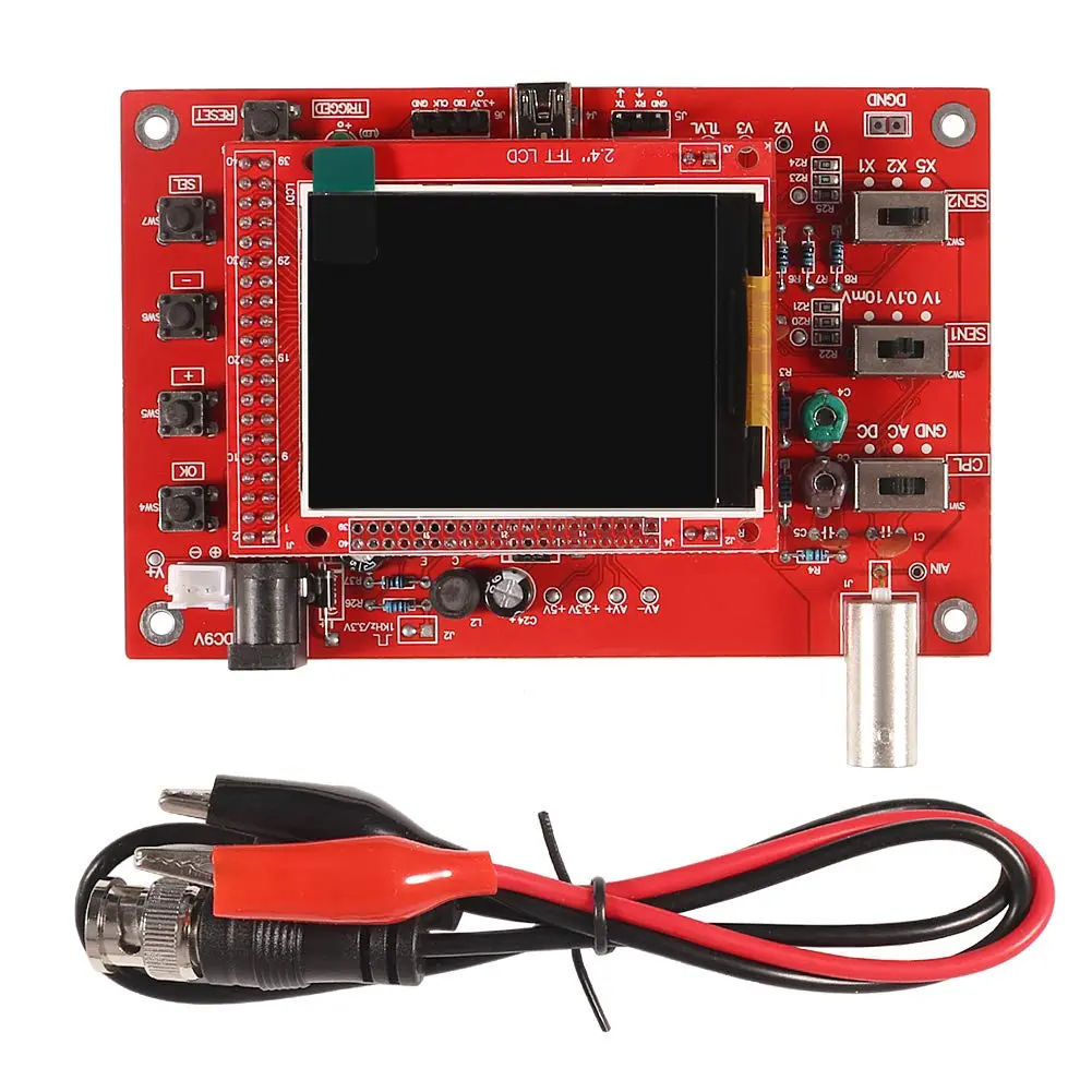 DSO138 Open-Source DIY Oscilloscope Kit, 2.4" TFT Screen 1MSPS Pocket Oscillo with Probe, Handheld Learning Set for DIY Learners (Assembled Option Available)