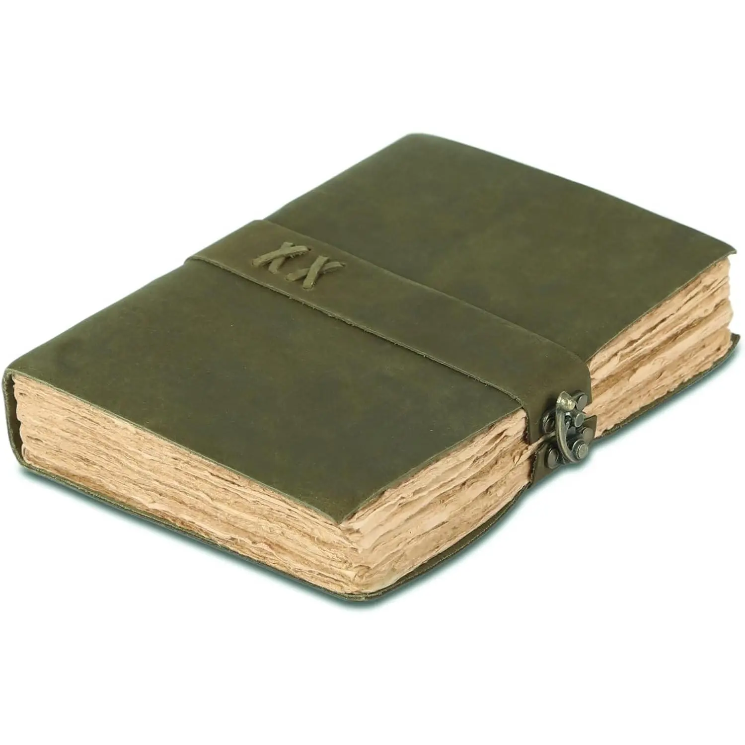Vintage Leather Journal Handmade Buffalo Deckle Edge Paper – Leather Bound Journal for Women Men Vintage C-Lock Closure Ideal for Writing & Travel for Artists