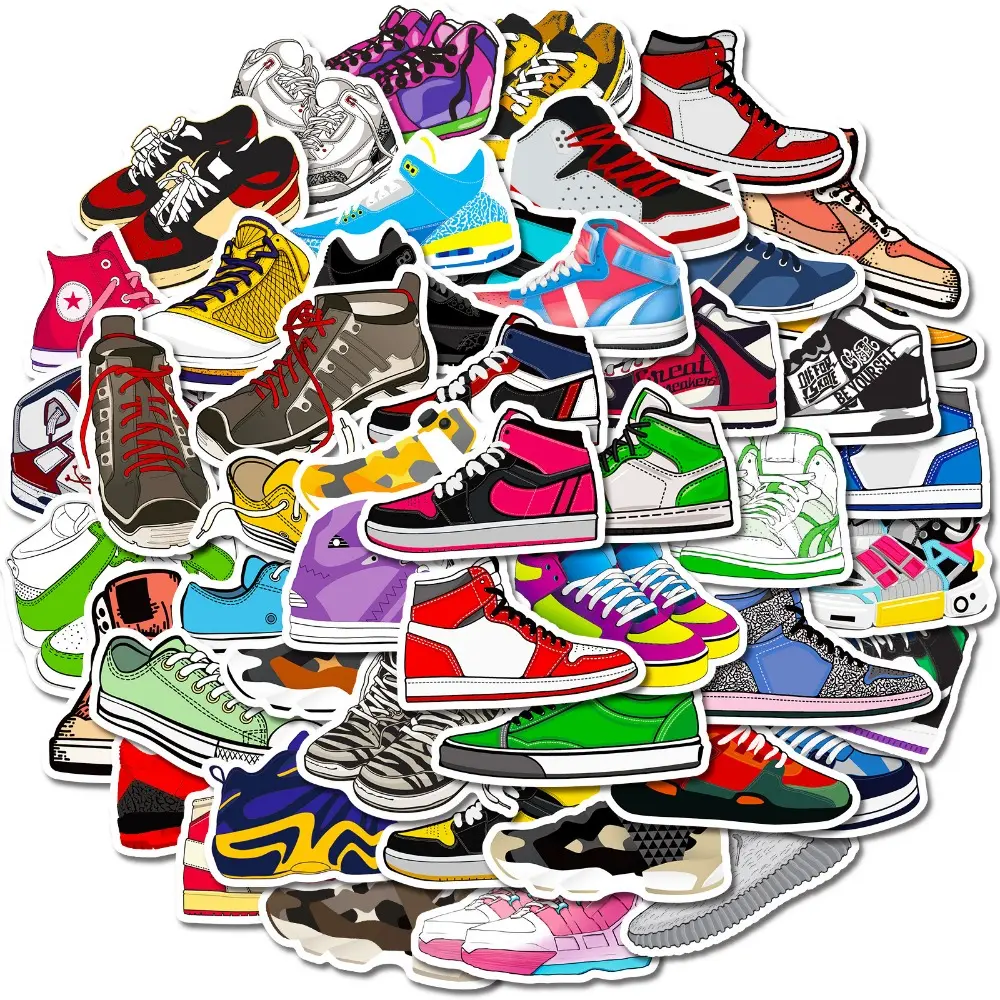 50 new and different sports shoes, basketball shoes, non-repetitive decorative stickers for mobile phones, notebooks, and skateboards