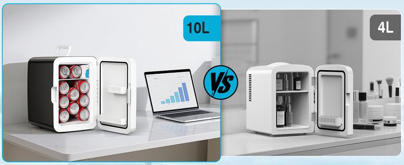 Kismile Compact Mini Fridge 10L - Portable Small Refrigerator with AC/DC Adapters for Beverage Food Makeup Bedroom Office Dorm