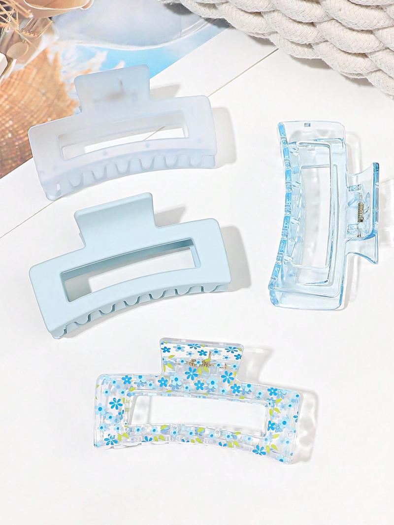 Fashionable Hollow Out Design Hair Claw Clips, Casual and Versatile Hair Accessories for Women & Girls, Minimalist Headwear Suitable for Thick Hair, Hair Clip Set, Flat Claw Clips