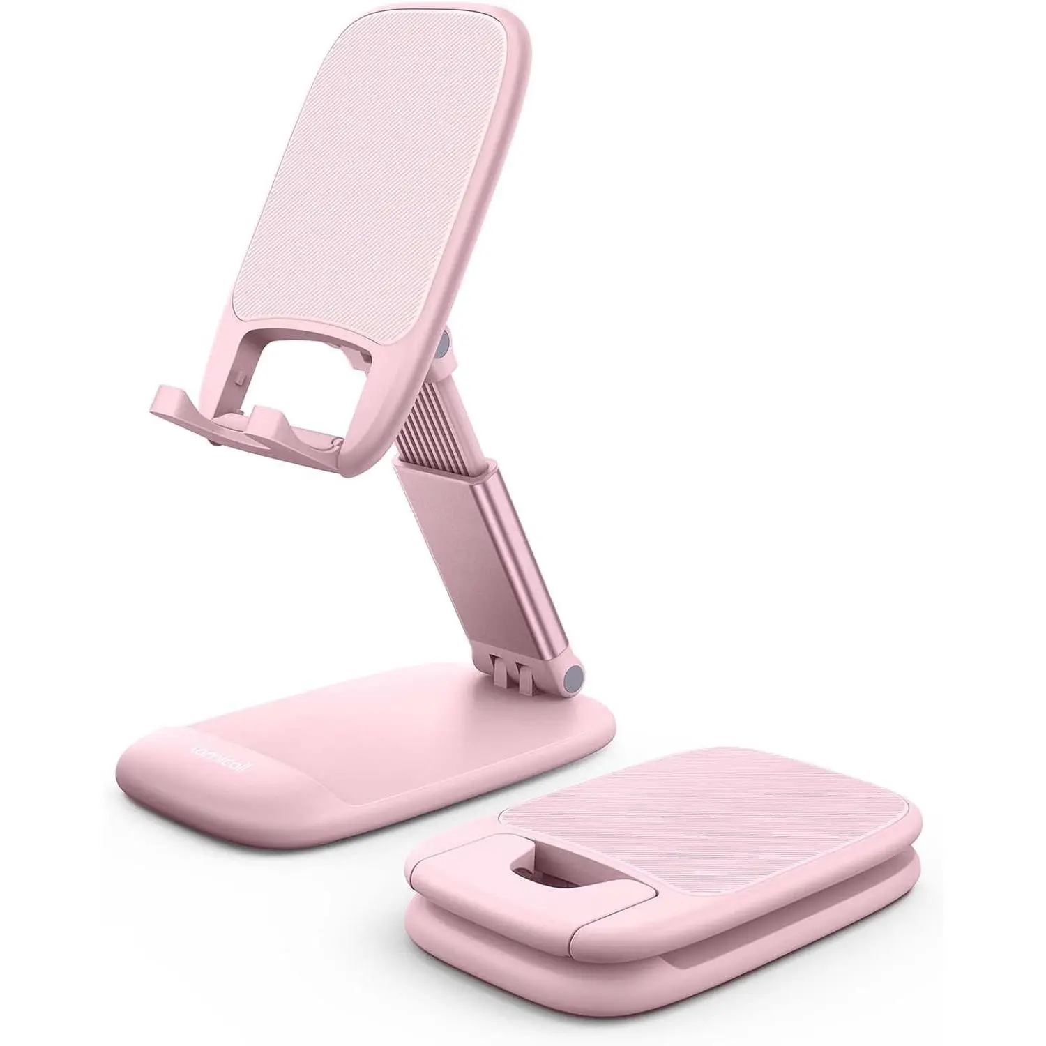 Pink Phone Holder, Desk Accessories - Rose Gold Pink Office Cell Phone Holder, Desktop, Office Desks Accessories, Desk Decor Gifts for Women, for Mothers Day, 4-8'' Telephone Stand
