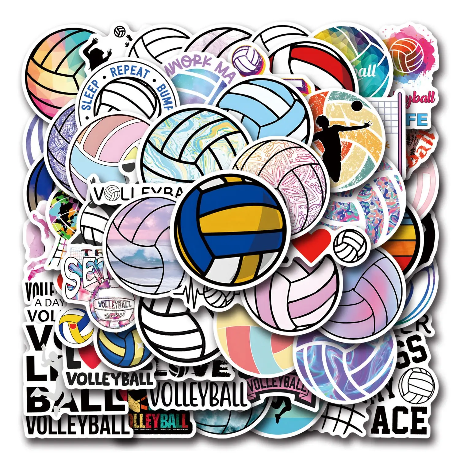 Volleyball Sports Graffiti Stickers, Waterproof Car Luggage Cup Phone Case Stickers, 55-110 Sheets, Durable & Reusable