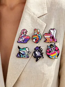 6pcs Rainbow Enamel Pin Cartoon Anime Brooch For Coat Backpack Pins Fashion Lapel Badges Jewelry Gift for Friends