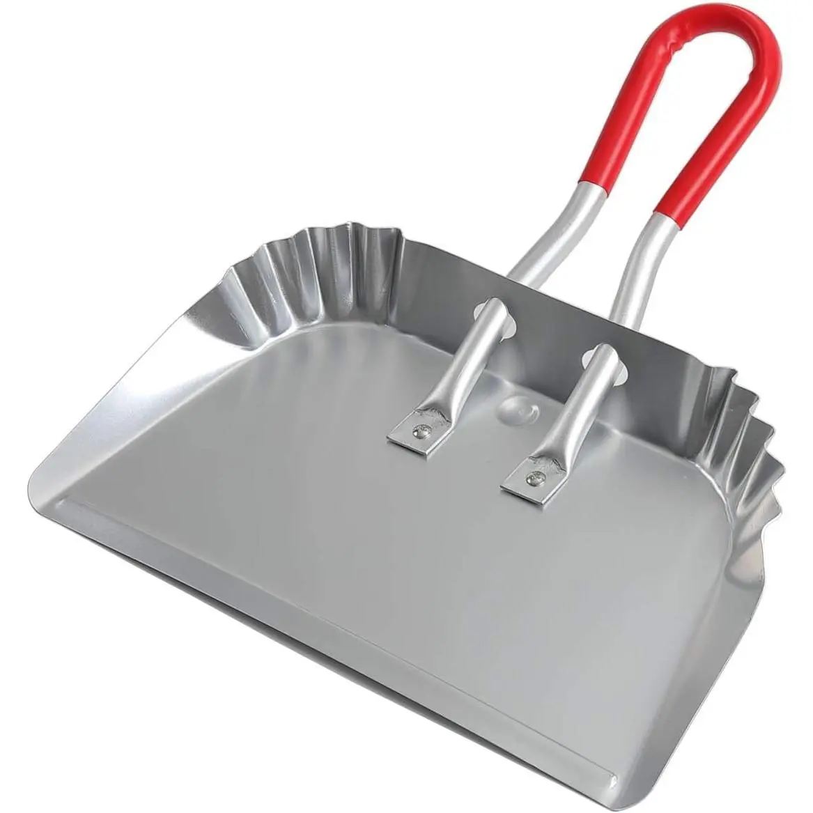 17 Inch Heavy Duty Aluminum Metal Dustpan - Chip & Bend Resistant Sheet Metal Edge Flat Against Floor, Rubber Coated Easy Grasp Handle for Small Item Sweeping (1pcs)