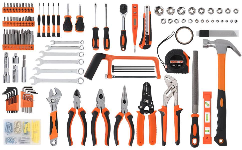236 Piece Tool Set, Auto Repair Tool Combination Package, Socket Wrench Mixed Tool Set Hand Tool Kit with Plastic Toolbox Storage Case, Complete Household Tool Box with Essential Tools