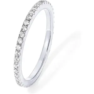 14K Gold Plated Solid 925 Sterling Silver CZ Simulated Diamond Stackable Ring Eternity Bands for Women