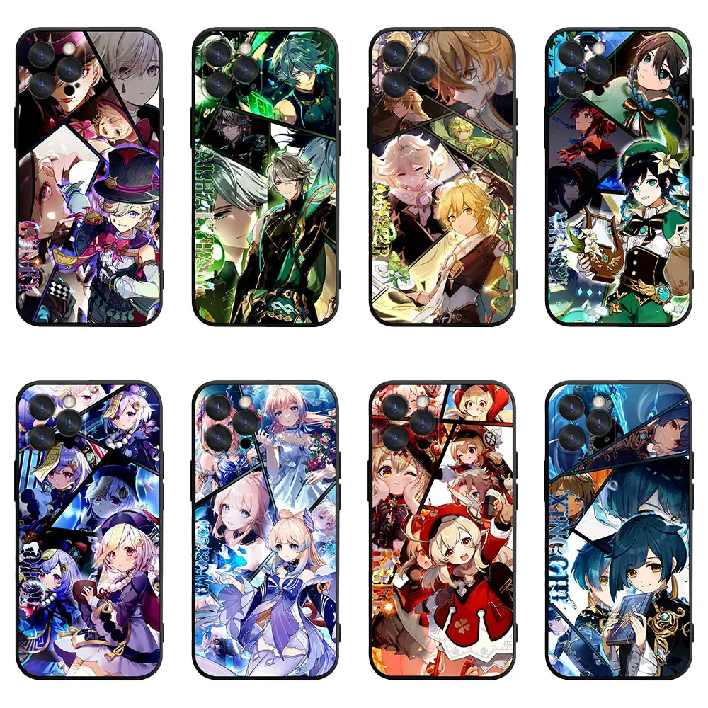 Open-World RPG Genshin Impact Shattered Glass Phone Case, Anti-Fingerprint Protective Case For Anime & Gacha Fans