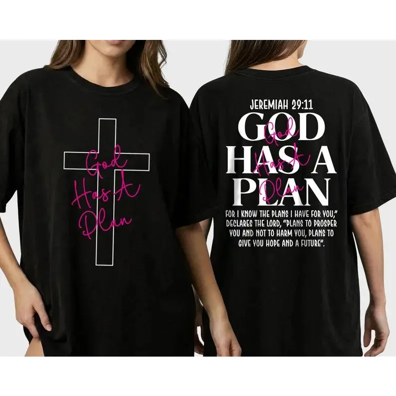 [ 100%Cotton]God Has A Plan Shirt, Jeremiah 29:11 Christian Shirt, Faith Based Graphic Tee, Comfort Colors Bible Verse Shirt, Christian Gift