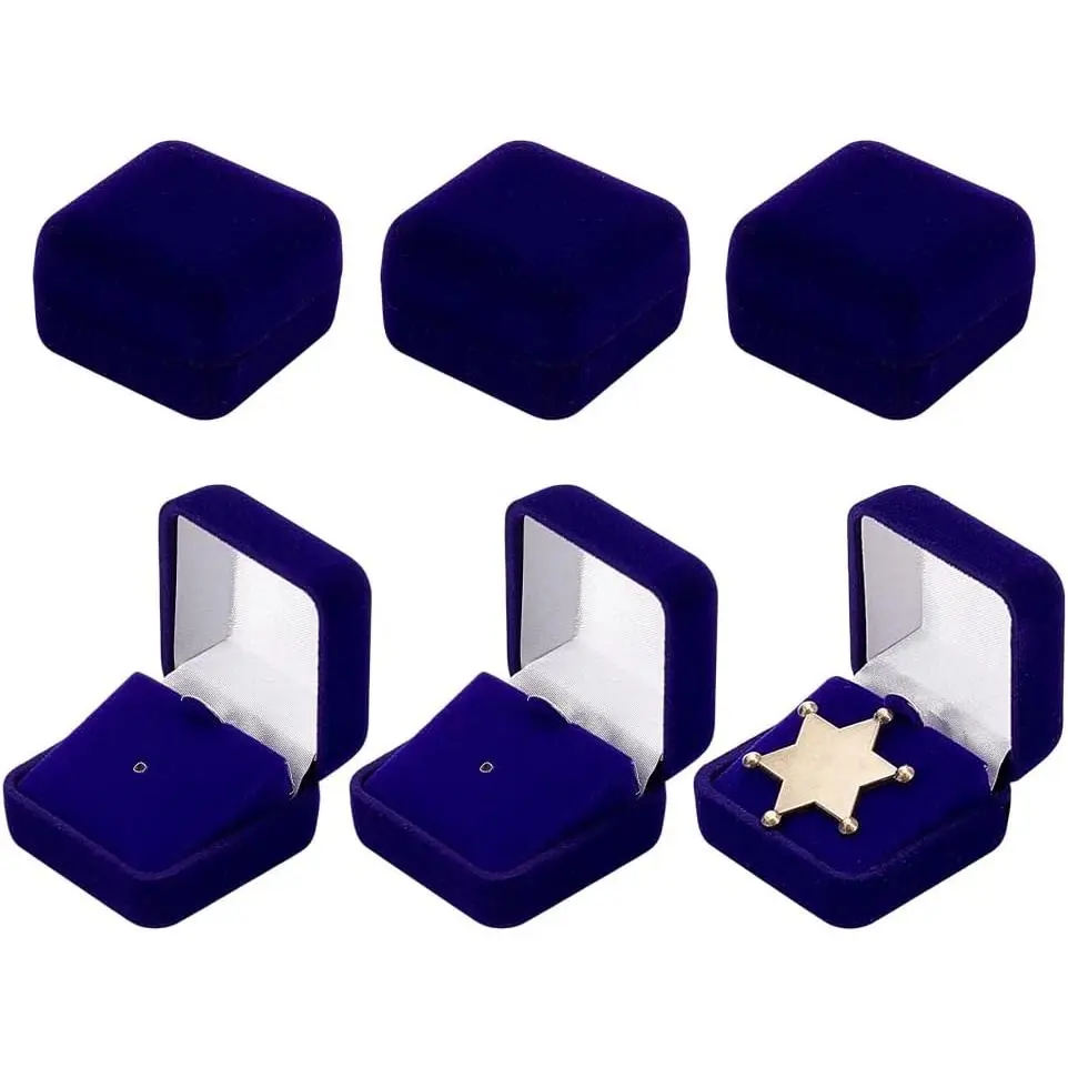 6 count  Badge Display Box, Blue  Lapel Pin  Box  Presentation Display Boxs Badge Storage Display Case for Brooch Christmas Medal Collection, 1.67 x 1.67 x 1.08 Inch
