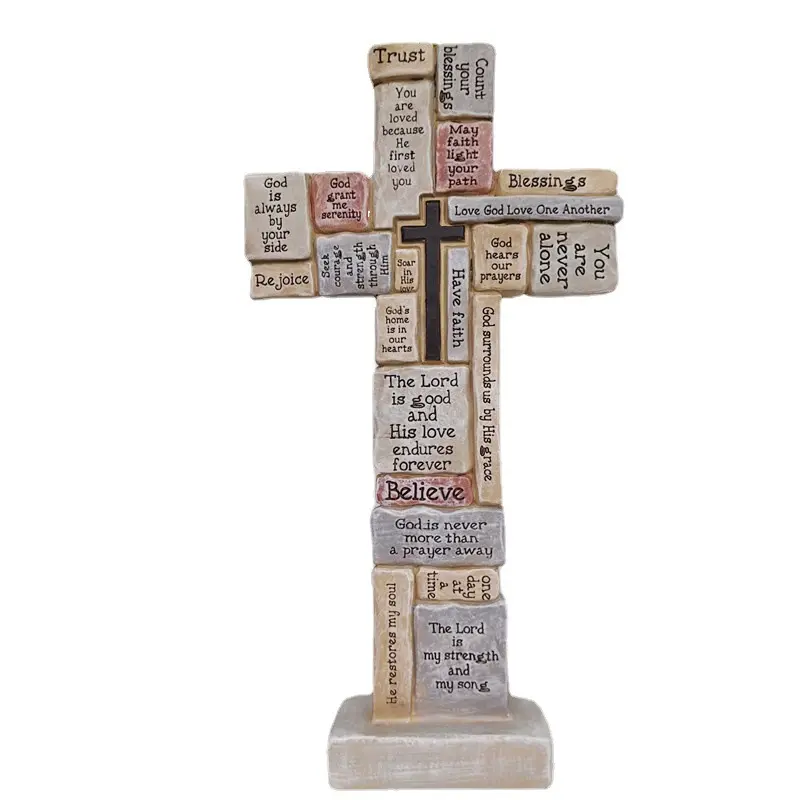 New Resin Craft Figurine Resin Cross Sculpture Home Indoor Scene Decoration