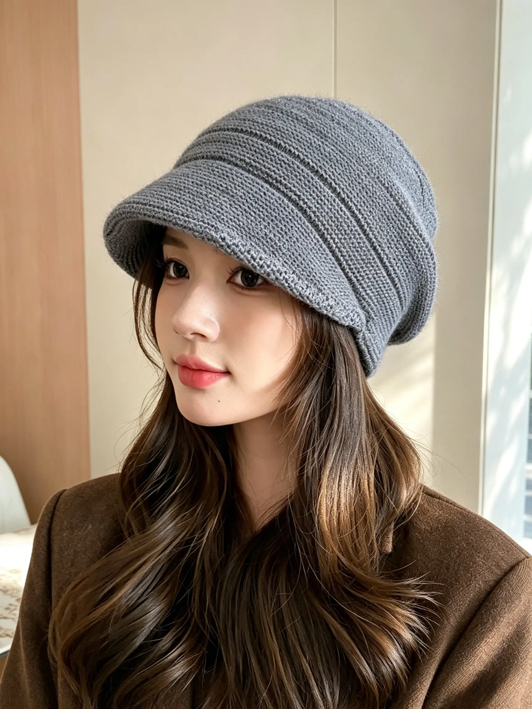 Women Warm Knit Slouchy Cozy Beanie Hat, Loose Stretch Winter Ear Protection Wool Cap, Soft Windproof Casual Slouch Beanie for Daily Streetwear Travel Shopping Cold Weather Headwear