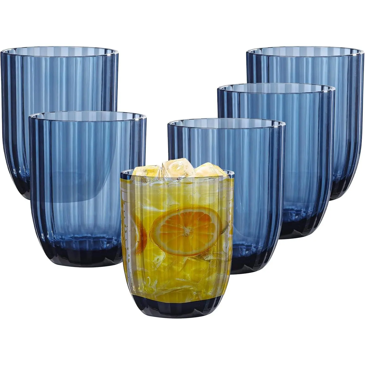 Clear Highball Plastic Cups | Plastic  Tumblers 15oz (Set of 6) | Stackable |  Tumblers | Shatterproof | Top-rack Dishwasher Safe