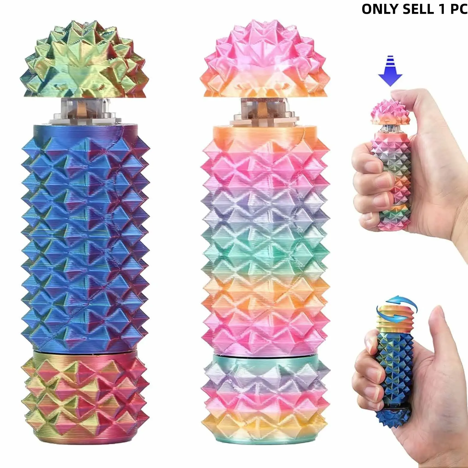 Stress Relief Spiky Roller with Button & Rotating Device, Large Size, Eye-Catching Design, Portable Pocket Toy for Focus and Sensory Engagement, Stress Relief Gadgets, Rotatable Stress Relief, Stress Relief Tools, Stress Reliever