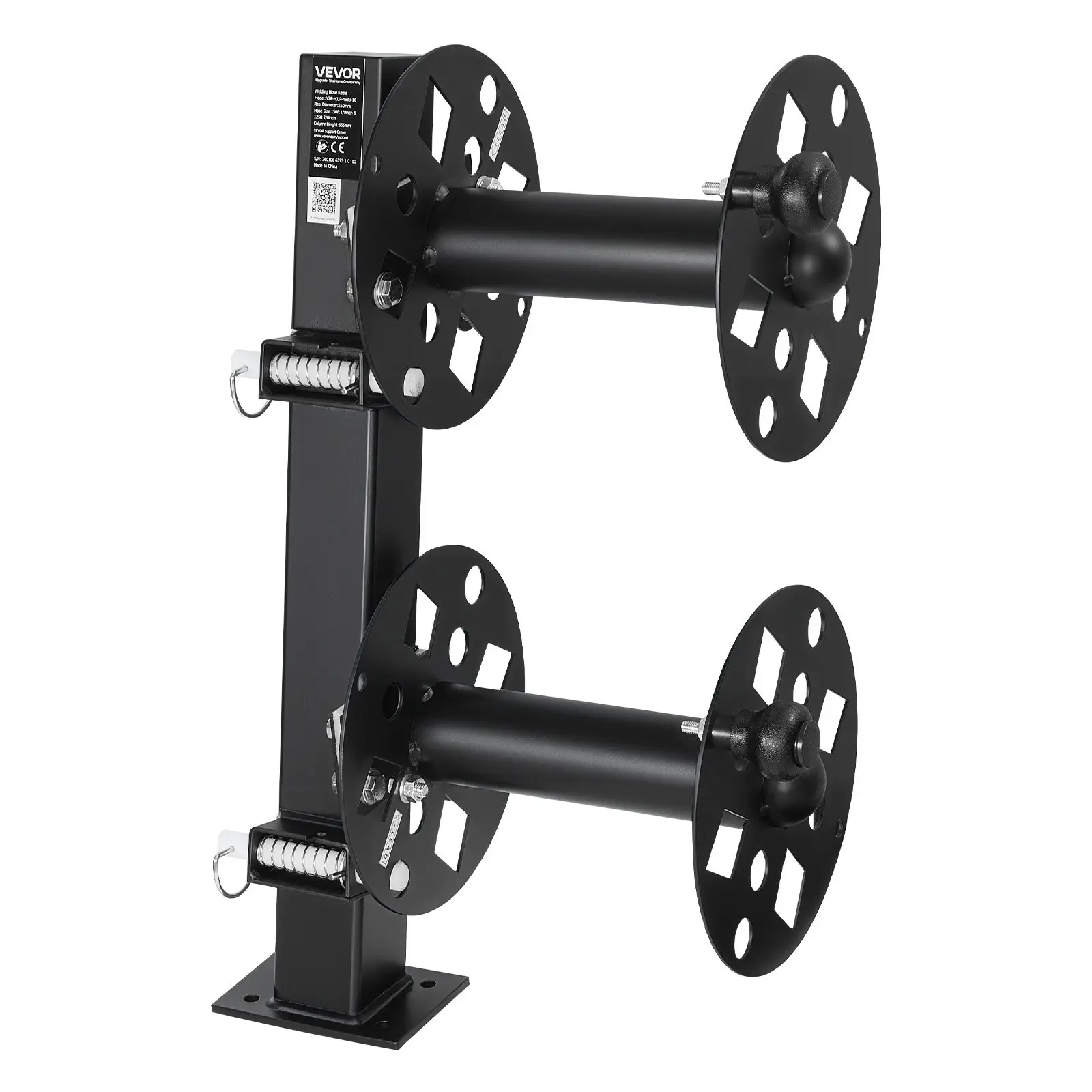 Heavy Duty Double Welding Cable Reel, Welding Cable Lead Reels for 150FT 1/0 125FT 2/0 Cable, Powder-Coated Steel Reel with Locking Pin for Service Trucks, Fleet Maintenance, Jobsites