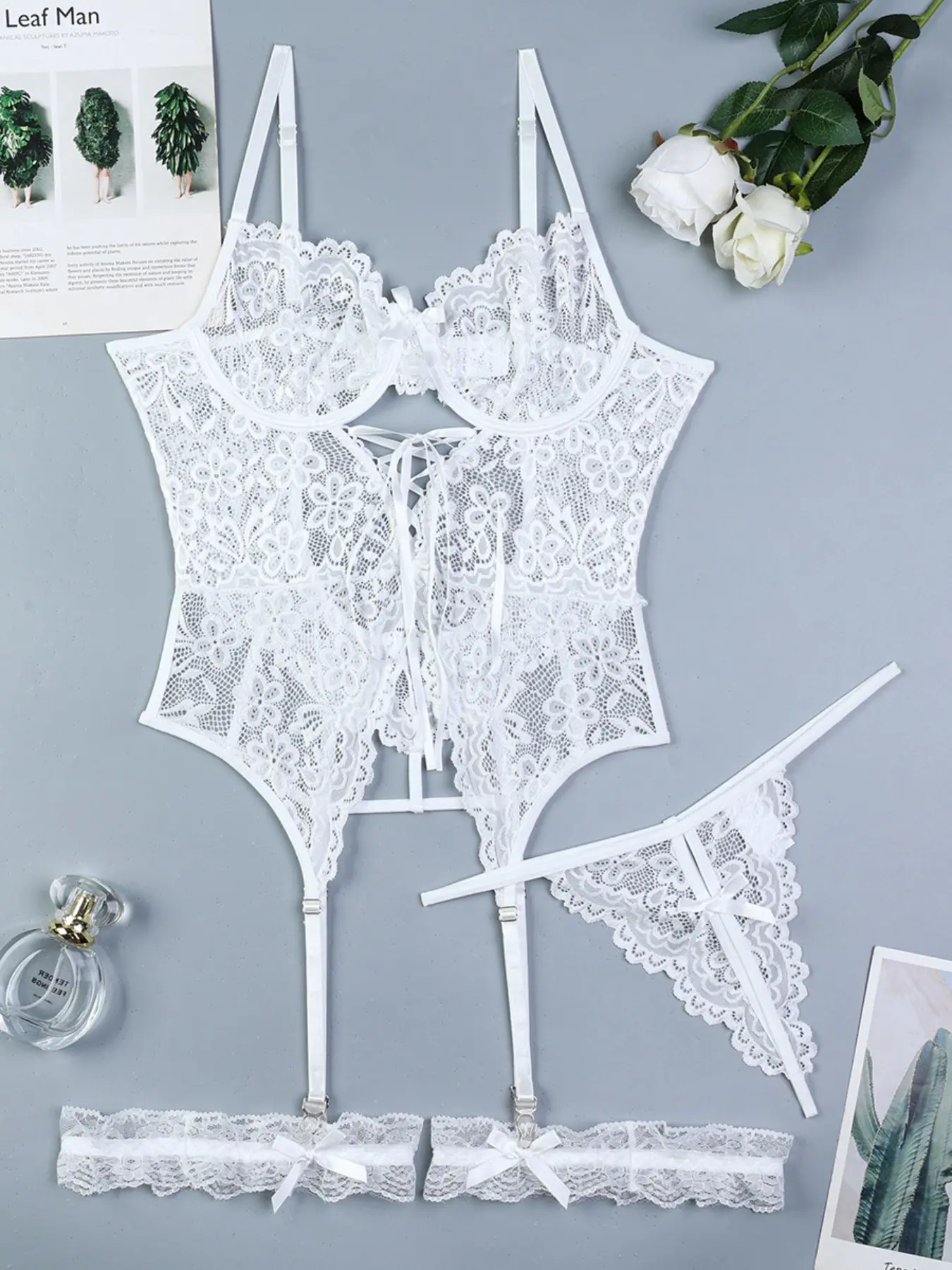 Co-ord sets for women's Sexy Hollow Out Push Up Lingerie Set, Adjustable Strap, Comfortable & Stylish, All-Season Wear, Four-Piece Suit