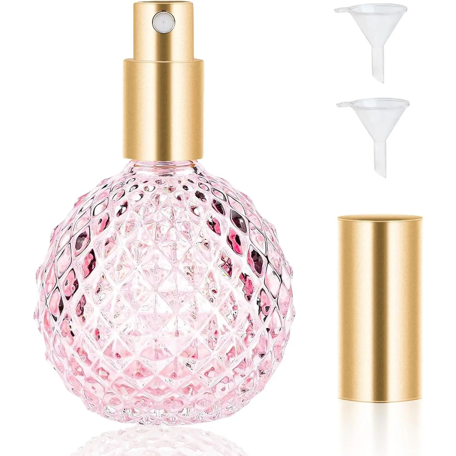 Pink Vintage Empty Perfume Bottles, 3.4oz 100ml Refillable Glass Atomizer, Reusable Travel Cologne Dispenser for Cosmetics & Home DecorGift