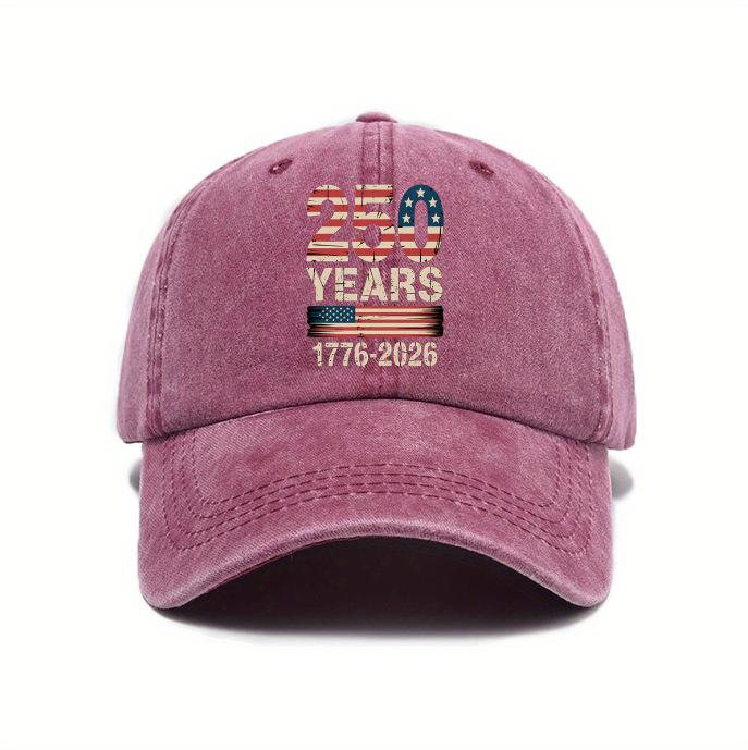 Men's baseball cap with American 250th anniversary print, American retro style, fashionable curved brim hat