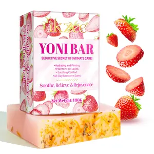 Ikzee Private Soap 100g Strawberry Scent, Includes Bubble Net, Gentle Deep Cleanse, Moisturizing Skin Care, Natural Glow
