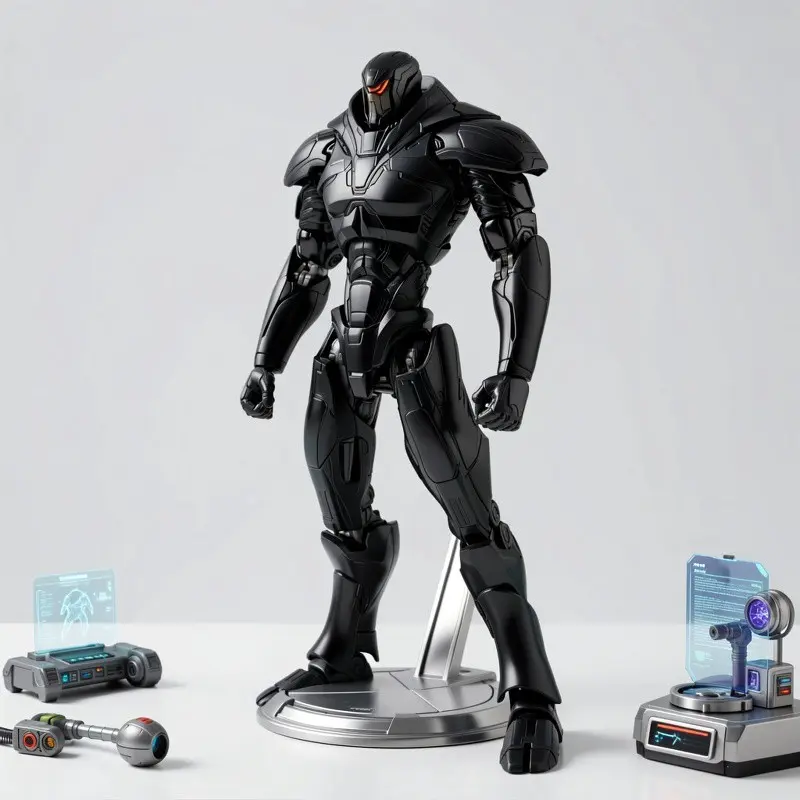 Transforming Mecha Warrior Model Ornament, Cool Robot Figure Doll, with Fixed Stand