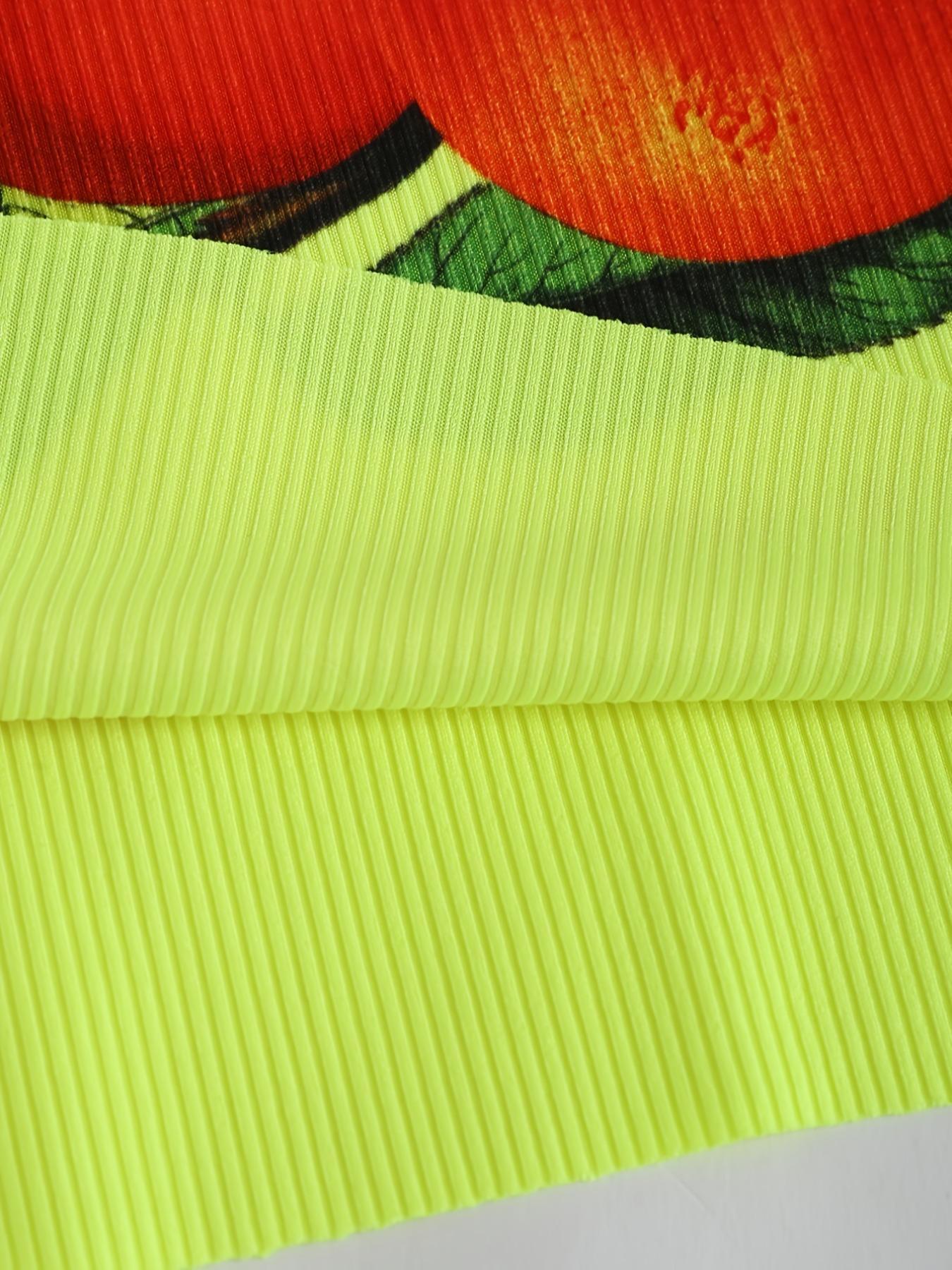 Women's Letter & Fruits Print Lightweight Crop Tank Top, Casual Scoop Neck Sleeveless Top for Daily Wear, Ladies Clothes for All Seasons