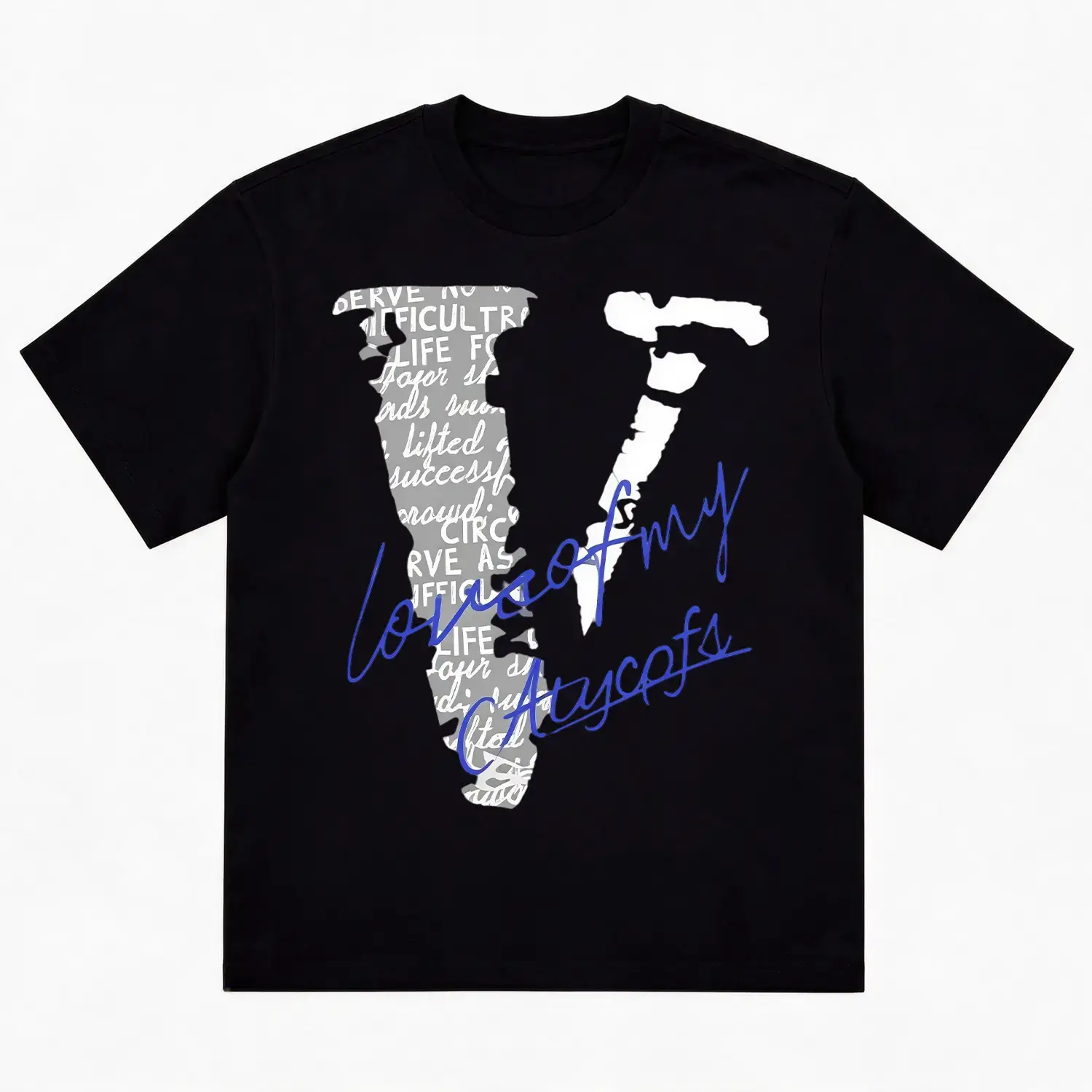 Graffiti Big V Letter Graphic Oversized Comfort Cotton T-Shirt, Streetwear Fashion Outfit, Best Valentine Birthday Gift For Him Her, Ideal Holiday Present For Teen Lovers Family Friends