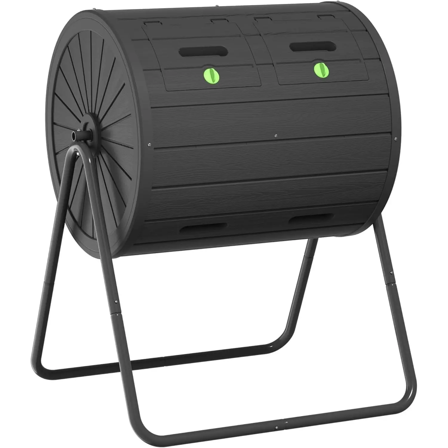 Dual Chamber Tumbling Composter 45 Gallon Large Outdoor Tumbling Composter Efficient Batch Composting Easy Turn Design (Black,45 Gal)
