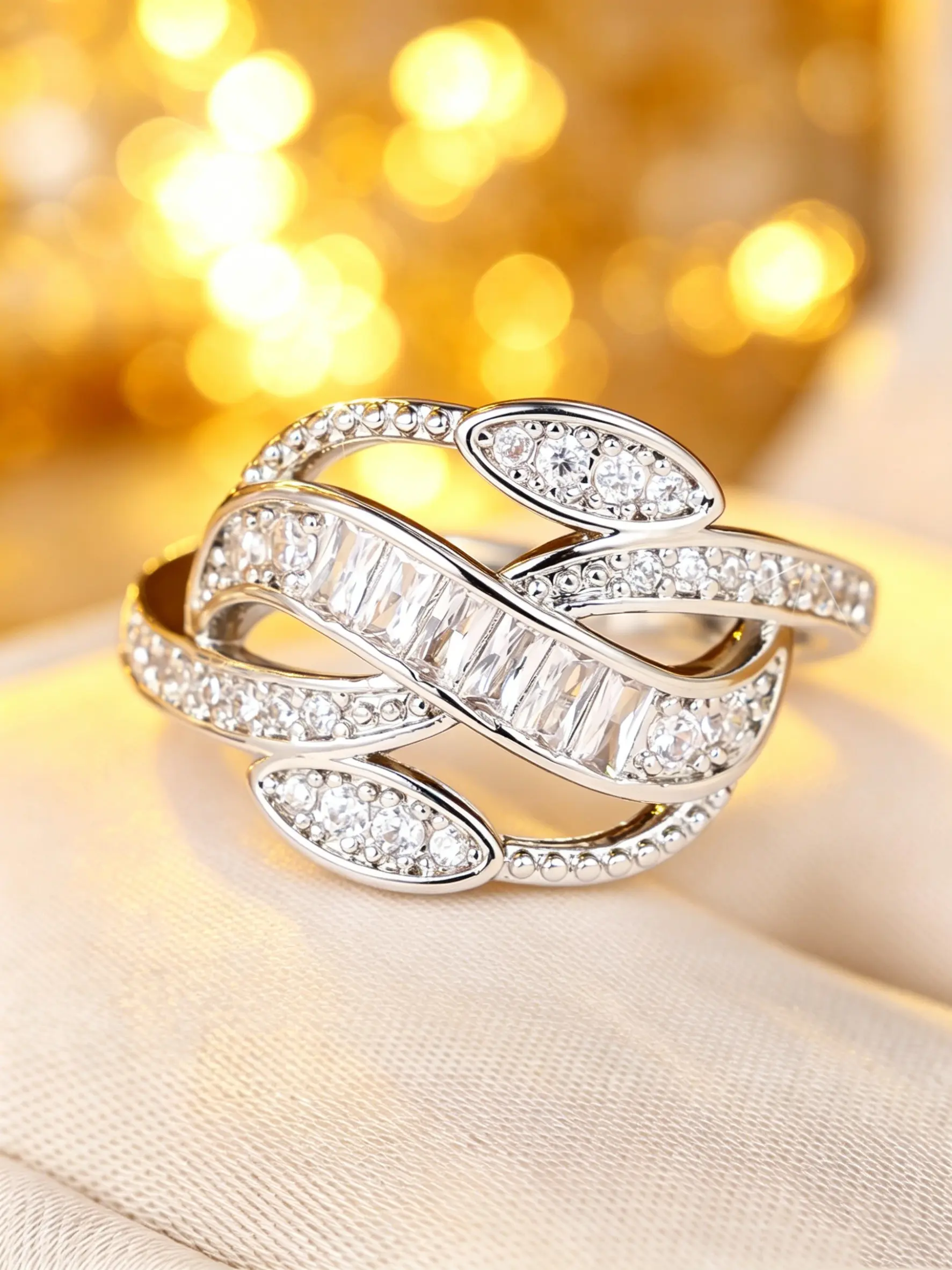 Unique Geometric Infinity Rings for Women Rhinestone Decor Stackable Design Delicate Jewelry Perfect for Engagement Weddings Party, Daily Wear Anniversary Gift Copper Band Rings