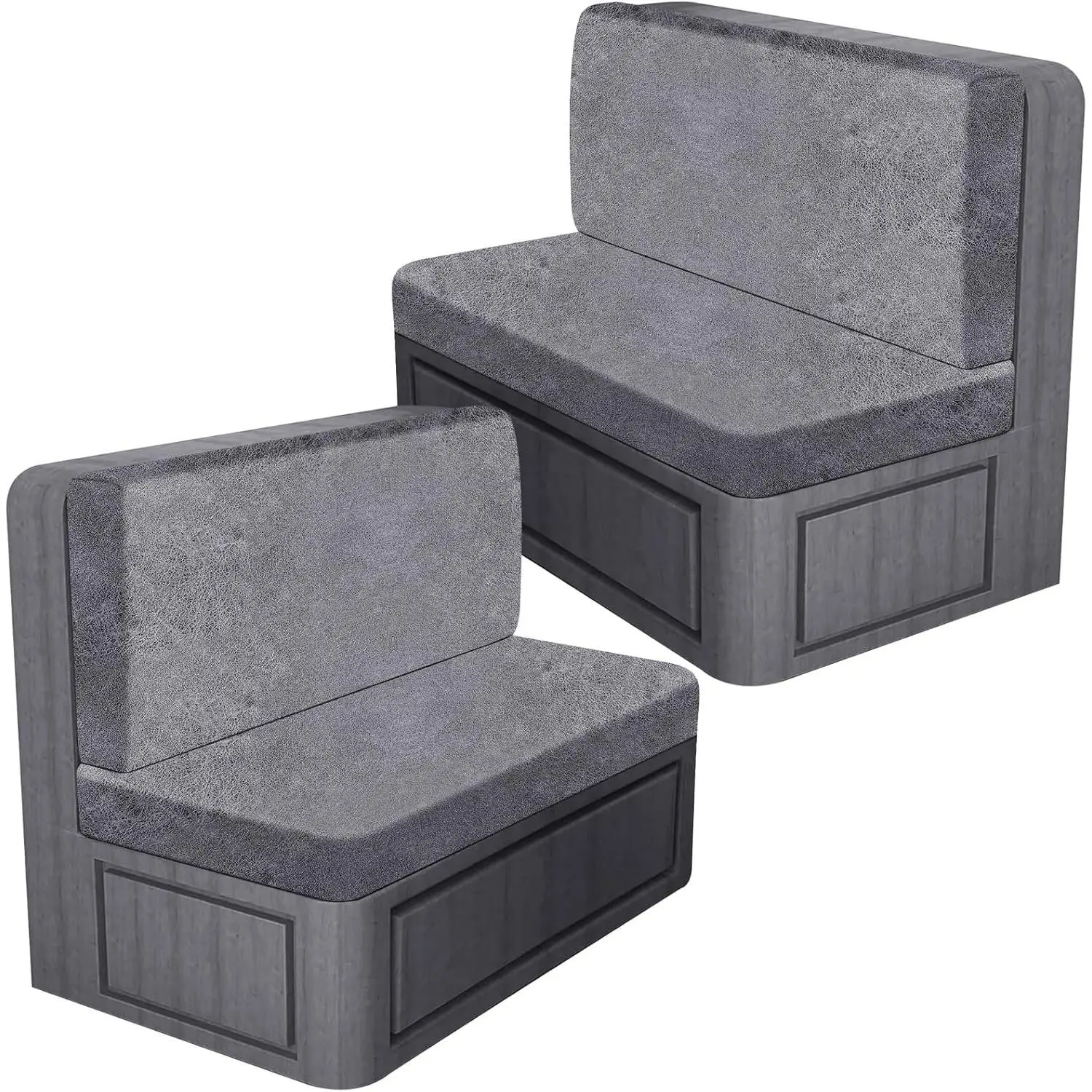 Leather Look RV Dinette Cushion Covers, Stretch Camper Cushion Slipcovers for Travel Trailer Couch RV Booth Seat(2 Backrest Cover & 2 Bench Cover,01 Light Gray)